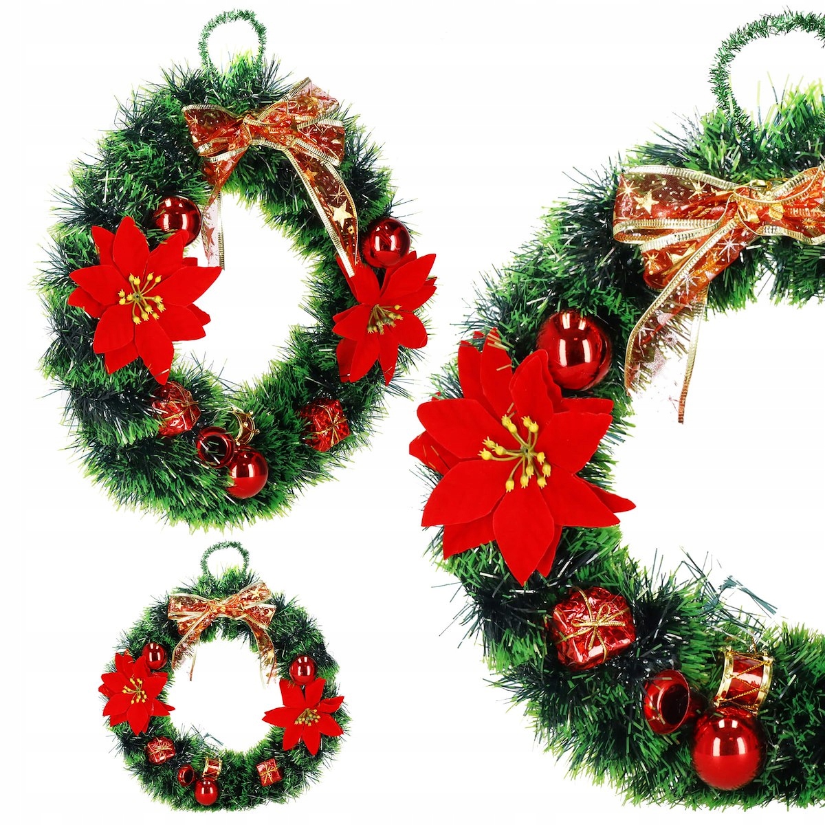 WIENIEC ŚWIĄTECZNY STROIK WIANEK DRZWI 35cm DUŻY