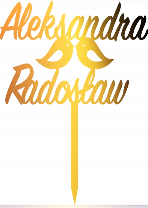 TOPPER NA TORT WESELNY SLUB PARA MŁODA złotE LUSTR