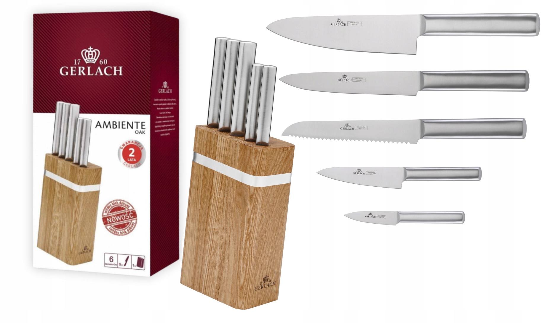Sada Nožov V Dubovom Bloku Gerlach Ambiente Oak