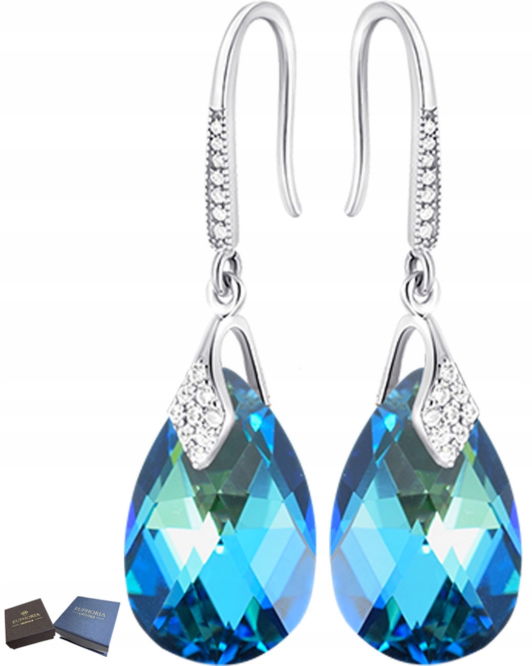 Stříbrné Náušnice s dlouhým závěsným háčkem a zirkony jako Dárek pro manželku