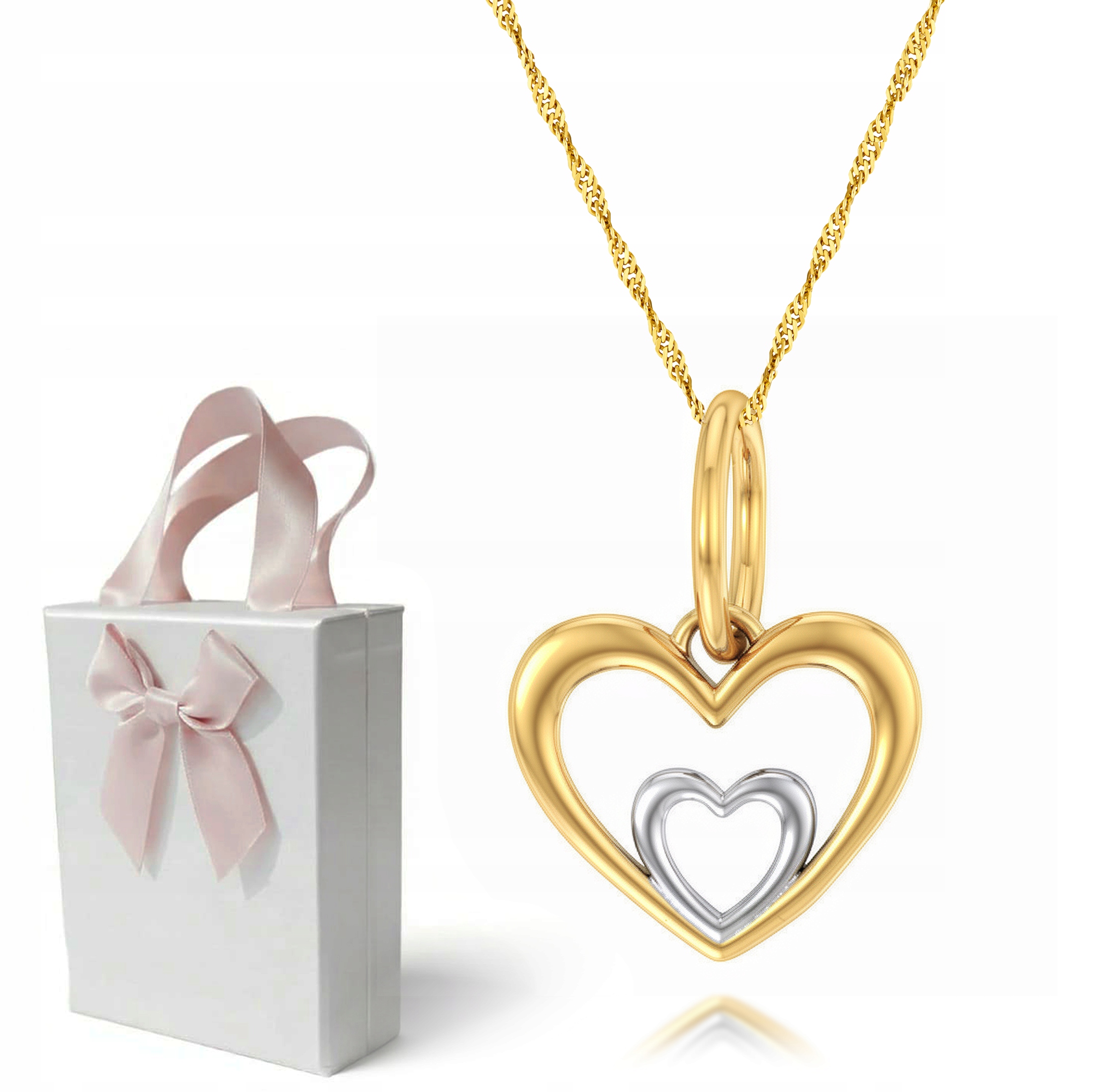 Złoty Naszyjnik 333 Serce Singapur Złoto 333 L620