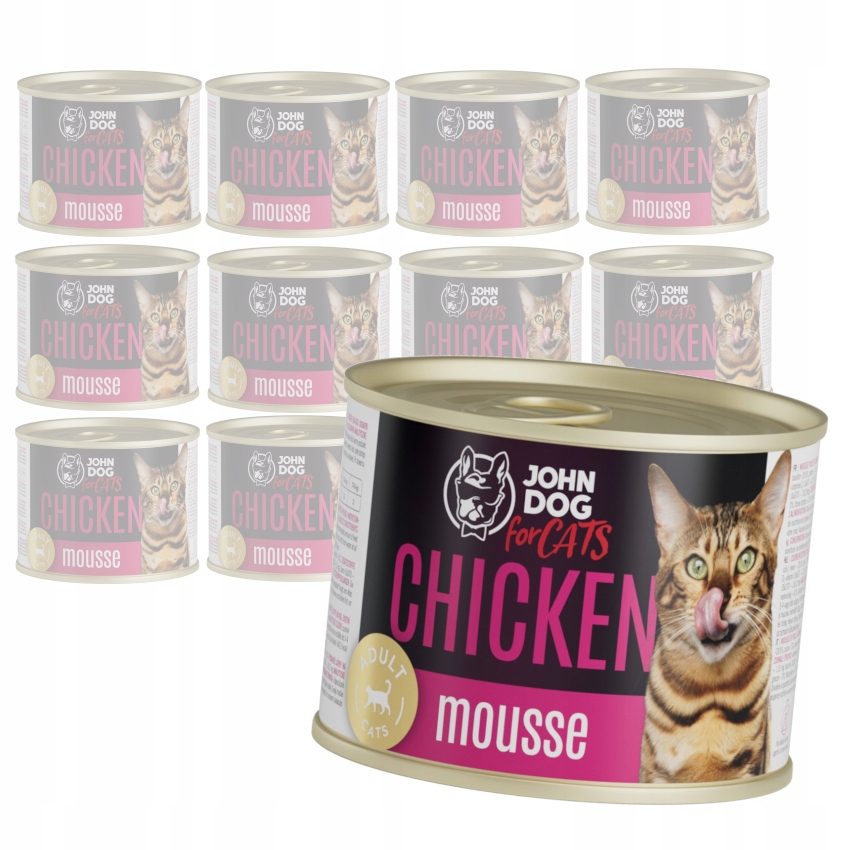 Levně John Dog for Cats Pěna s kuřecím masem 12x200 g Bezobilné Mokré Krmivo Pro Kočky