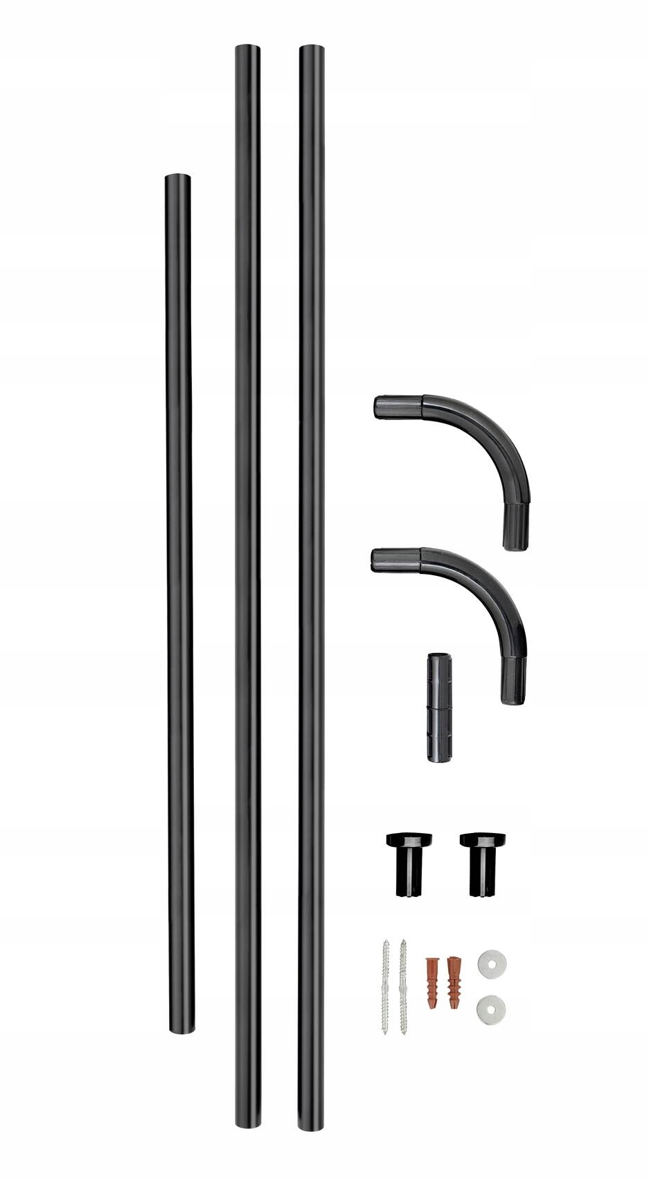 DRĄŻEK PRYSZNICOWY CZARNY NAROŻNY ALUMINIOWY WENKO Długość 80-165 cm