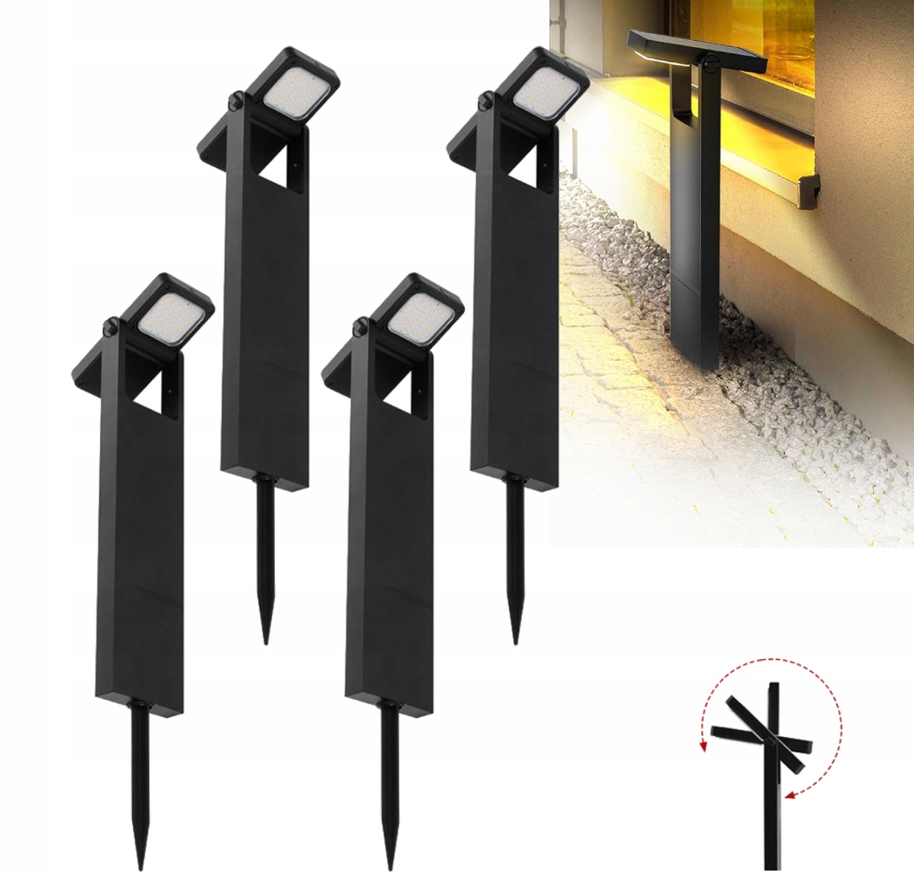 4 x Stojací zahradní sloupková lampa 70 cm venkovní 3500K Led teplá bílá