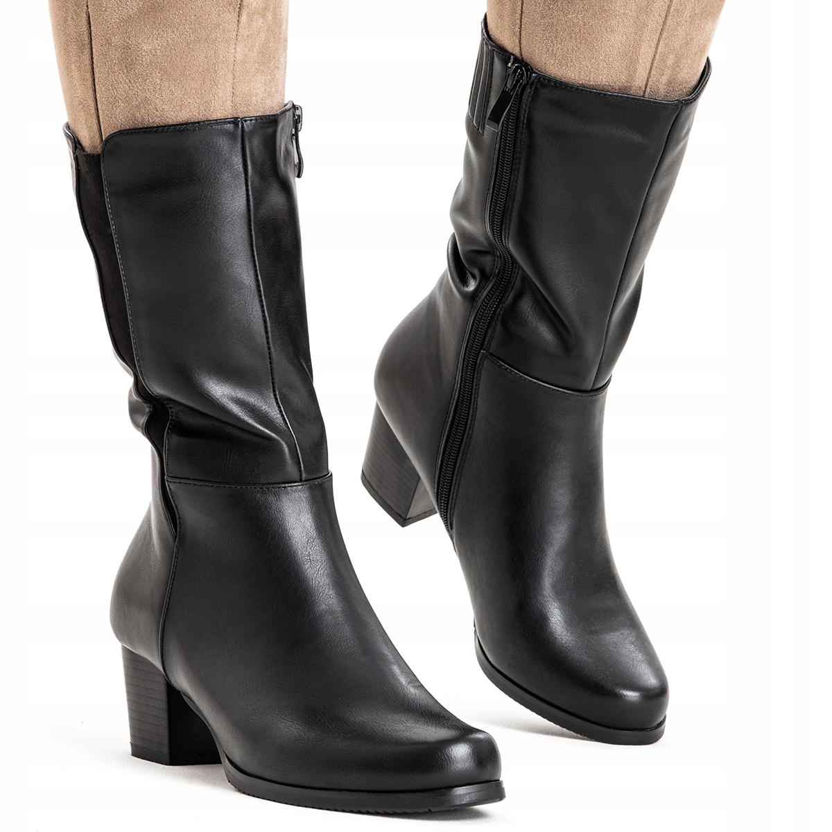 Dámské kozačky Širší sloupek Zateplené kožíšek pohodlné Suwak Wojtyłko 40