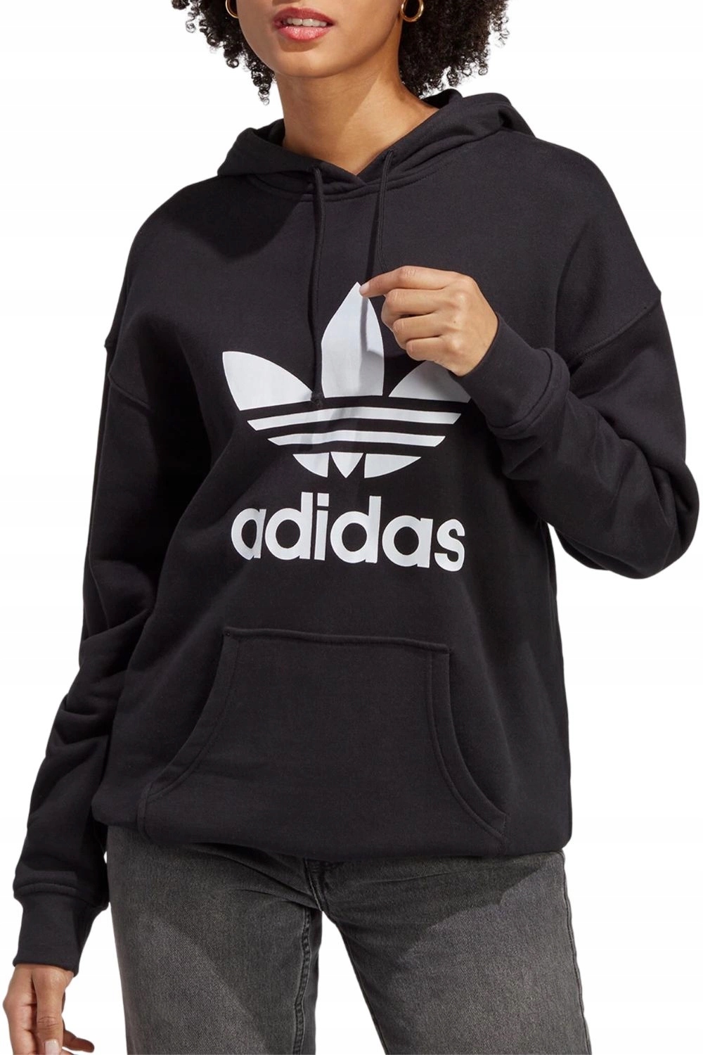 Dámská Mikina Adidas Trf Hoodie, klasická černá s kapucí logem, vel. 34