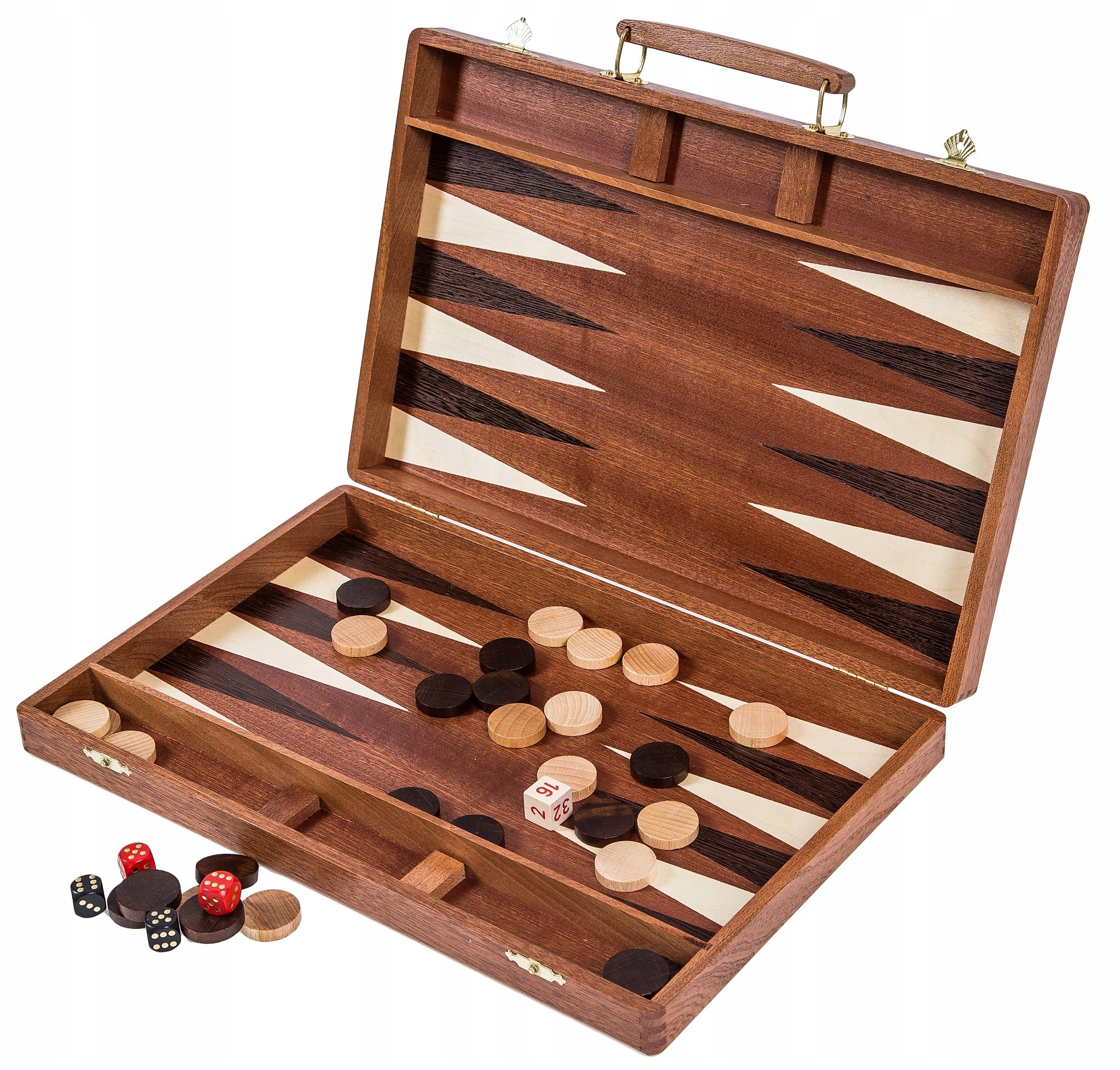 Square Backgammon- Tryktrak z drewna 38 cm Exclusive Mahoń
