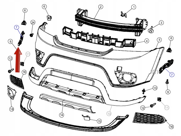 PROWADNICA ŚLIZG ZDERZAKA PRZÓD P FIAT FREEMONT Typ samochodu 4x4/SUV Samochody osobowe