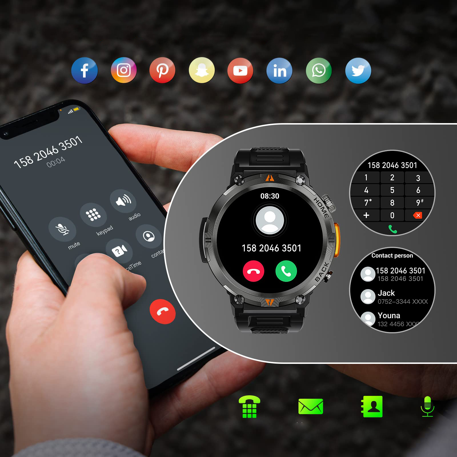 SMARTWATCH ZEGAREK MĘSKI MENU PL SPORT PULS ROZMOWY SMART WATCH WODOODPORNY Szkiełko inne