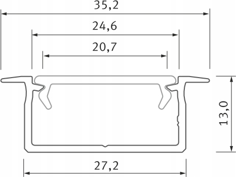PROFIL LED GEMI SZEROKI NA 2 TAŚMY LED CZARNY 3M Z KLOSZEM PMMA Typ profil do LED