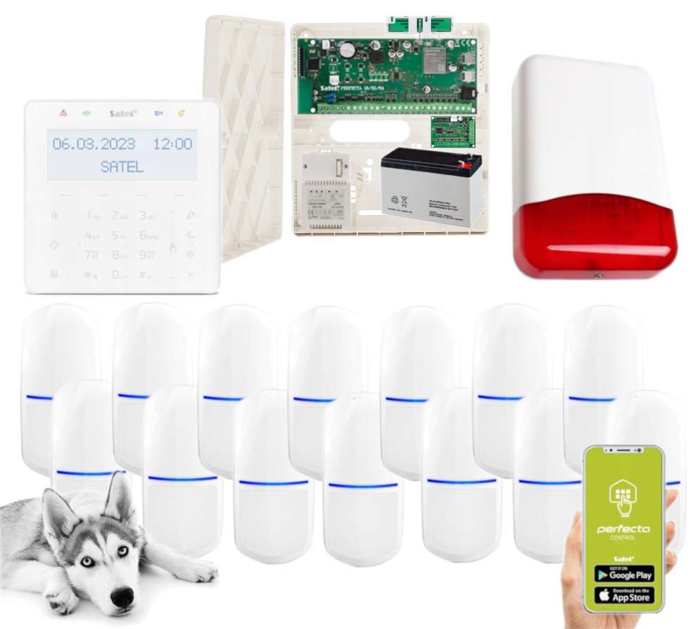 Alarm Satel Perfecta 64 M Lte Apka Syrena 14 Czujek Slim-pir-pet KSG2R-W