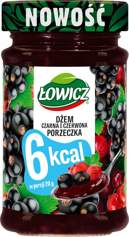 Levně 5x Łowicz Džem s příchutí černého rybízu, nízkokalorický, 6 kcal, 200 g