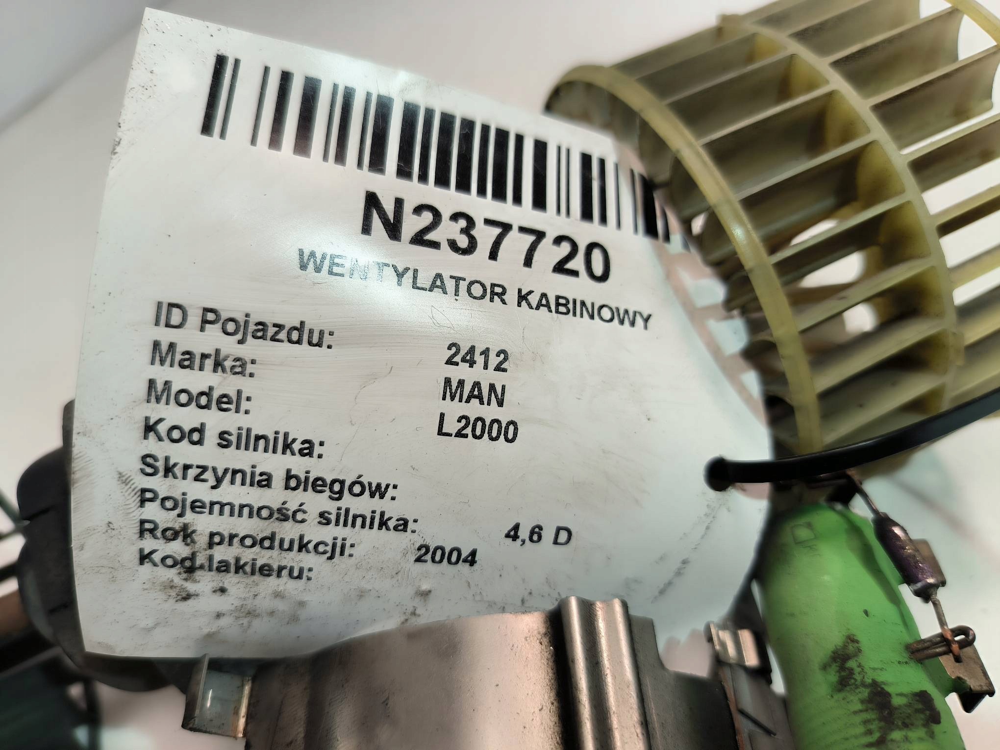grijanje ventilator kabinski MAN L2000