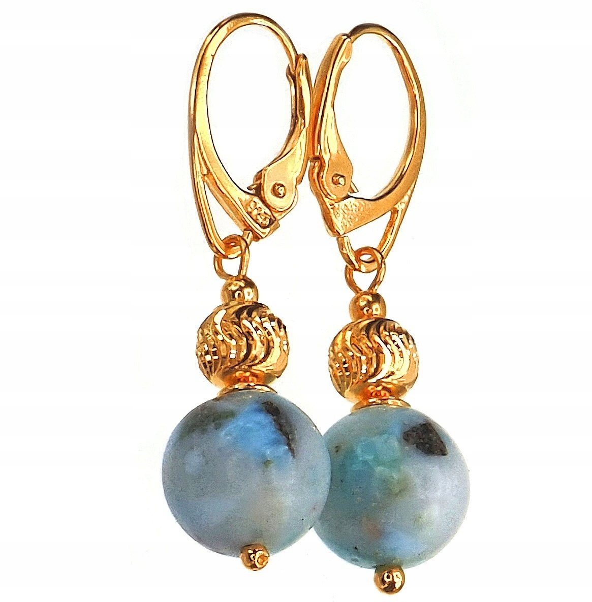 Krásné Stříbro a stříbrné Náušnice z přírodního larimaru