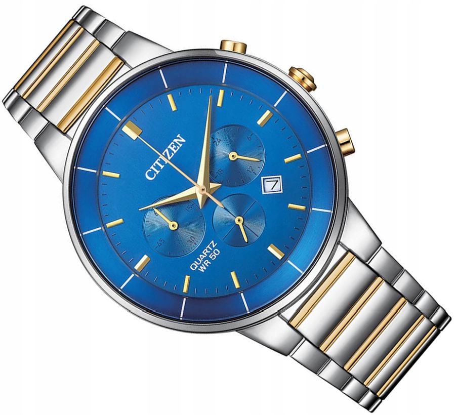Pánské Hodinky Citizen AN8224-51L Elegantní Modré Chrono S Datem Ø42 mm