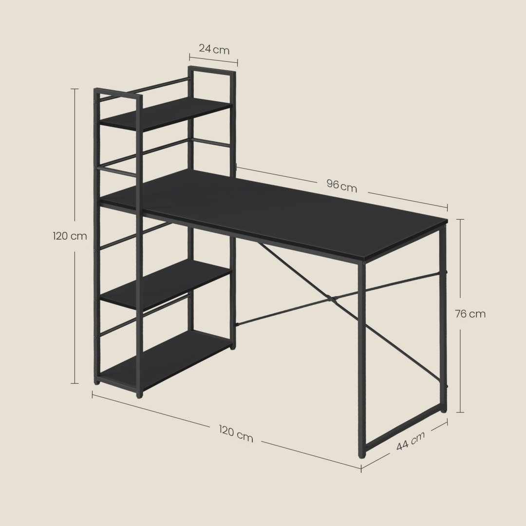BIURKO Komputerowe Z REGAŁEM Bocznym 3 PÓŁKI NOWOCZESNE LOFT CNC Marka inna