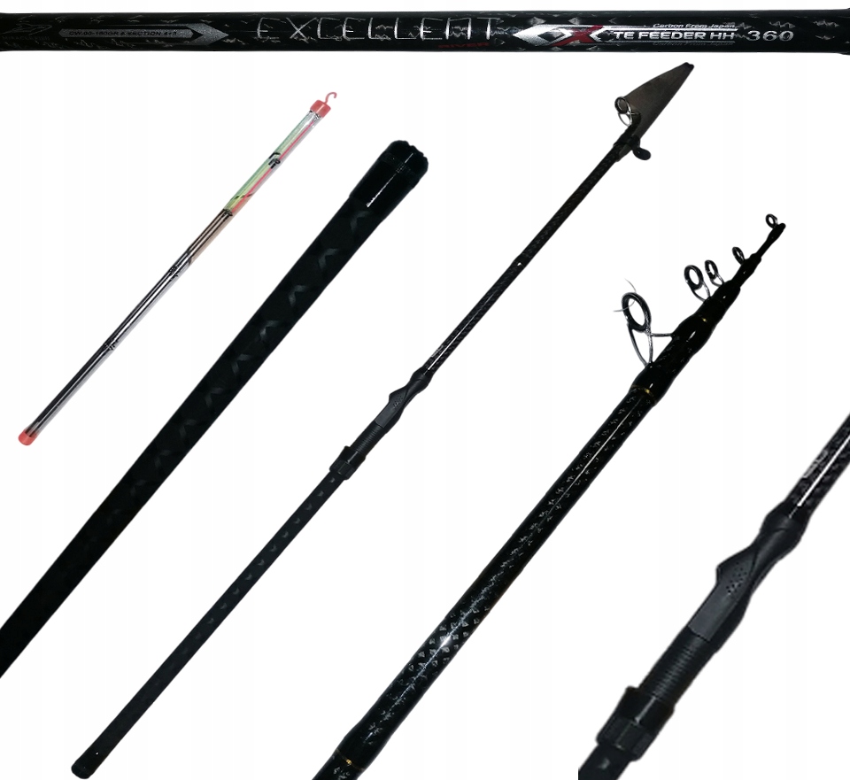Wędka Feeder Excellent Teleskop 3,60 m 60-180 g Trzy Szczytówki Lekka Mocna