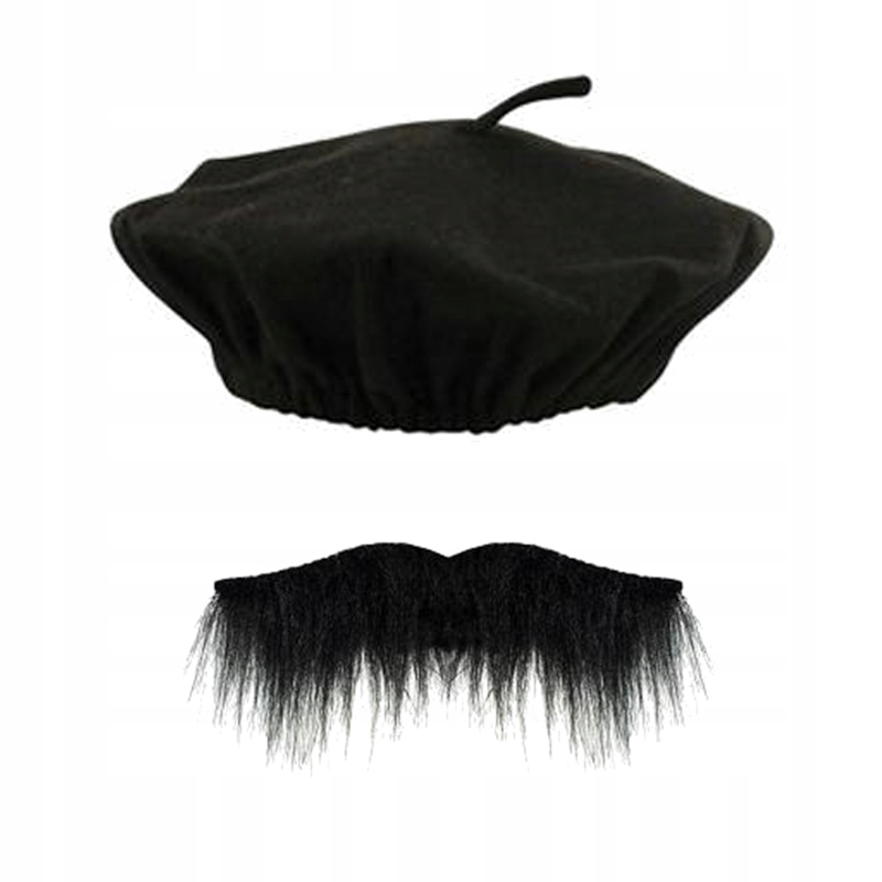 STRÓJ DZIADEK AKCESORIA DO PRZEBRANIA DZADKA STARUSZKA BERET WĄSY CZARNY