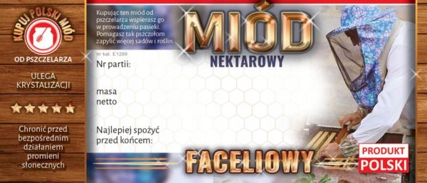 

Etykiety na miód faceliowy (100szt) E1289