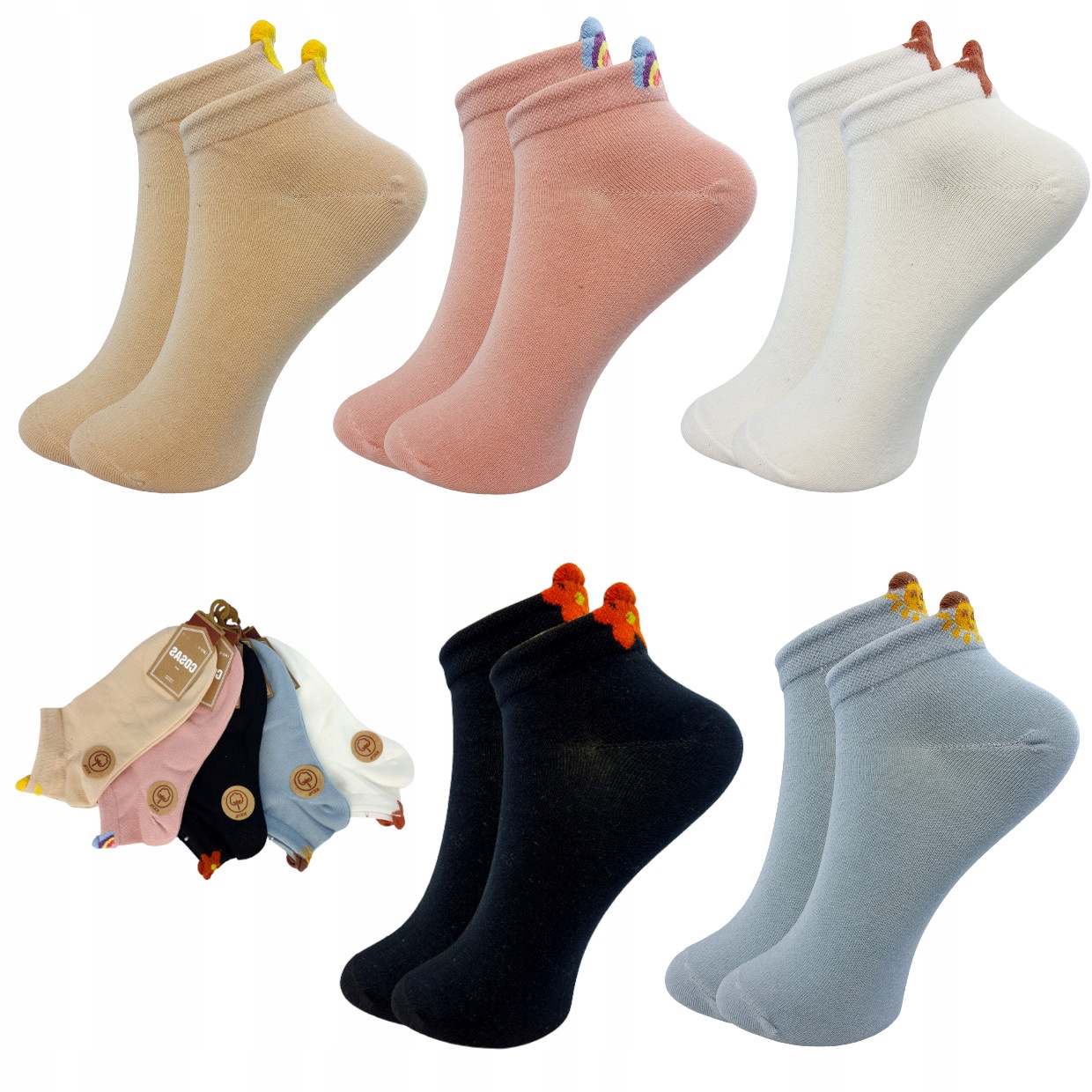 

5PAR Stopki Damskie Kolorowe Bawełna Premium Socks