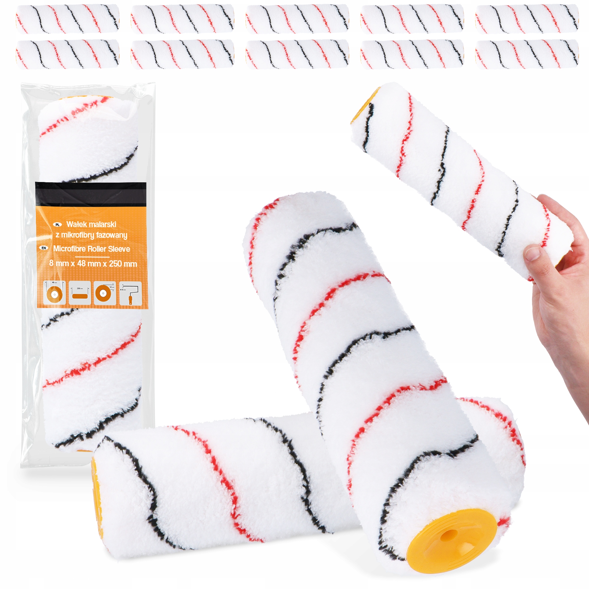 10 x Zásoba Válečku 25 cm Malířský váleček Barev Bejcy Vložka Mikrovlákno Sh