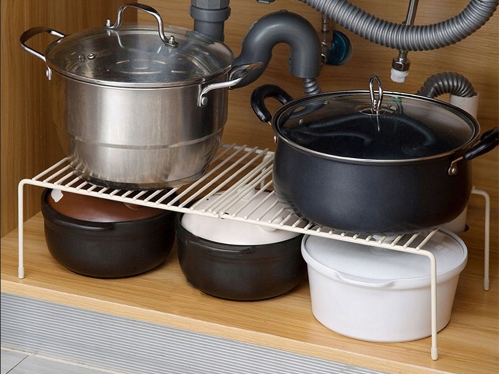 PÓŁKA METALOWA REGULOWANA SZEROKOŚĆ ROZKŁADANA JEDNOPOZIOMOWA ORGANIZER Kolor mebla biały czarny