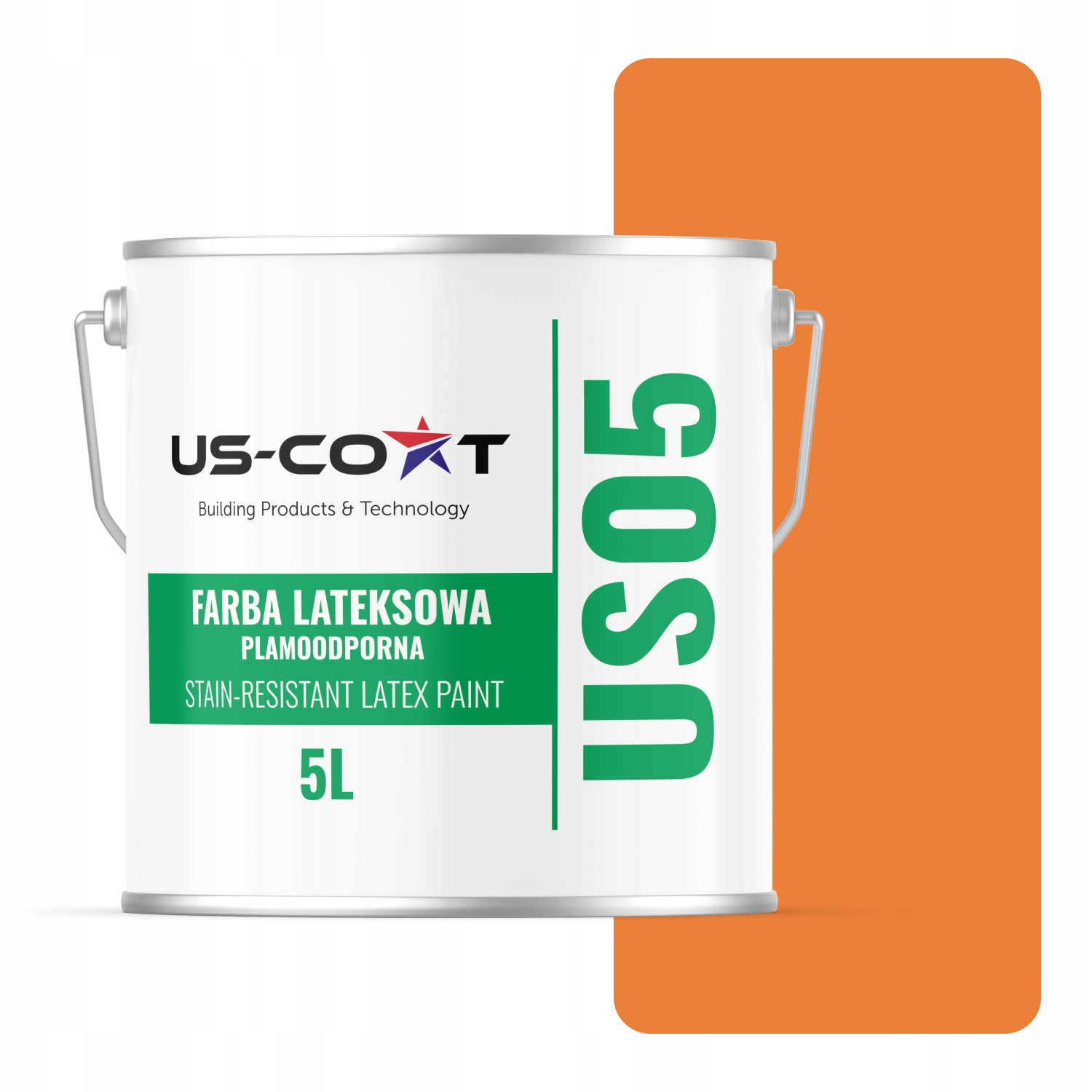 Latexová Farba Odolná Voči Škvrnám, Oranžová Farba, Intenzívna H5933 5 L, Matná