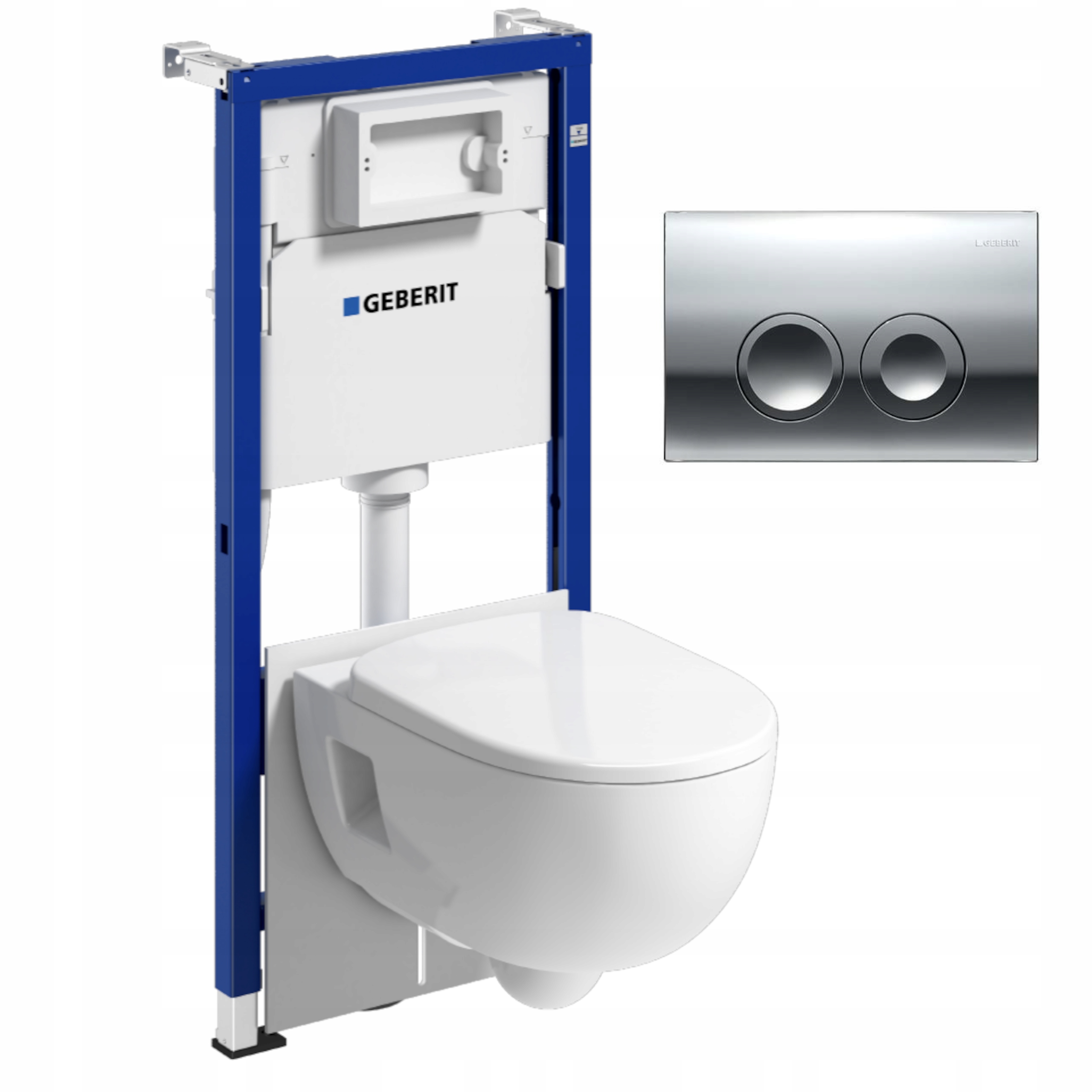 ZESTAW PODTYNKOWY WC GEBERIT DUOFIX PRZYCISK CHROM MISKA BEZKOŁNIERZOWA