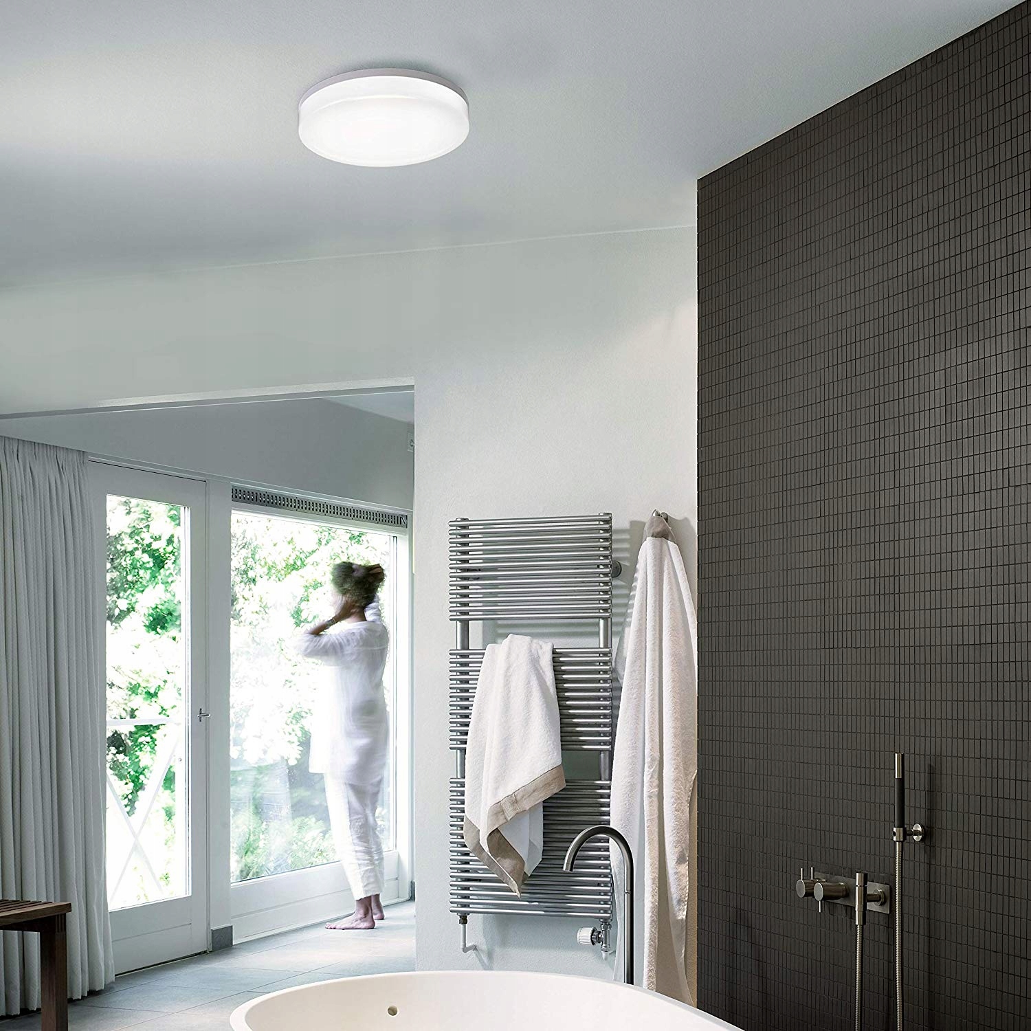 LAMPA ŁAZIENKOWA - PLAFON LED 13W - barwa NEUTRALNA - ŁAZIENKA IP54 - BIAŁY Zasilanie sieciowe