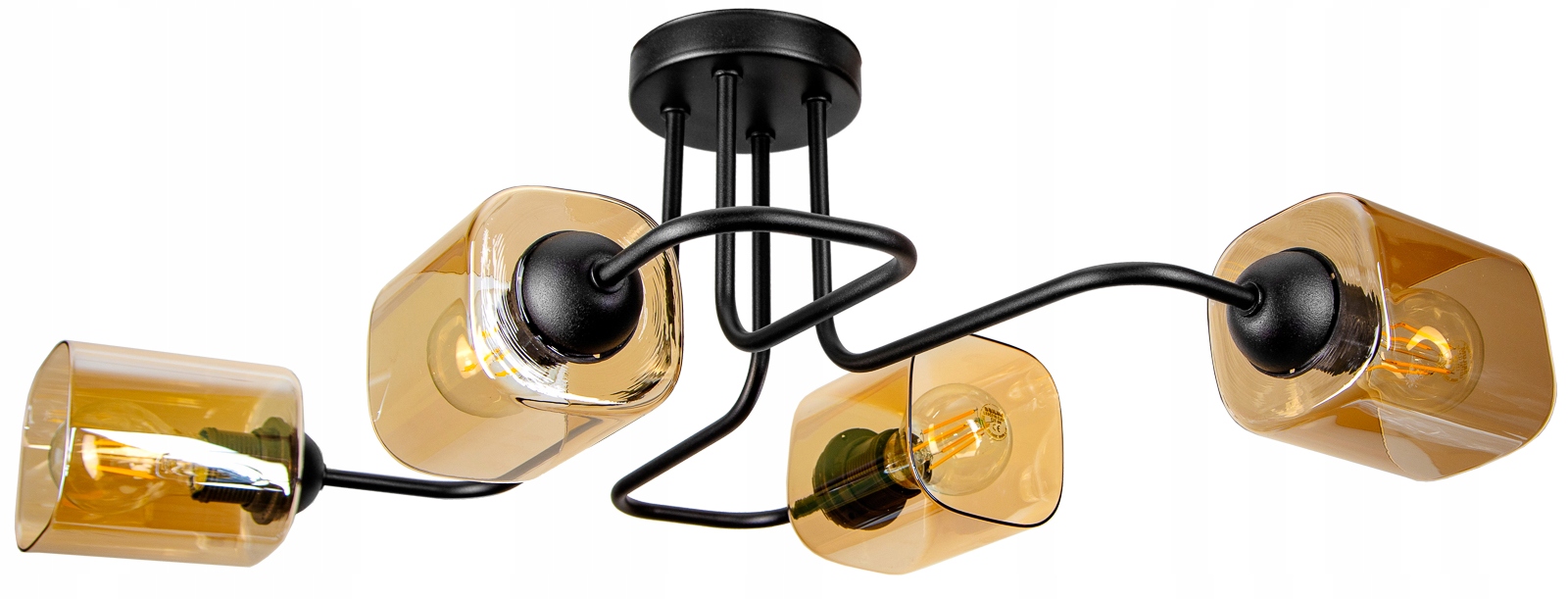 

Szklana Lampa Sufitowa Żyrandol Plafon Edison Led