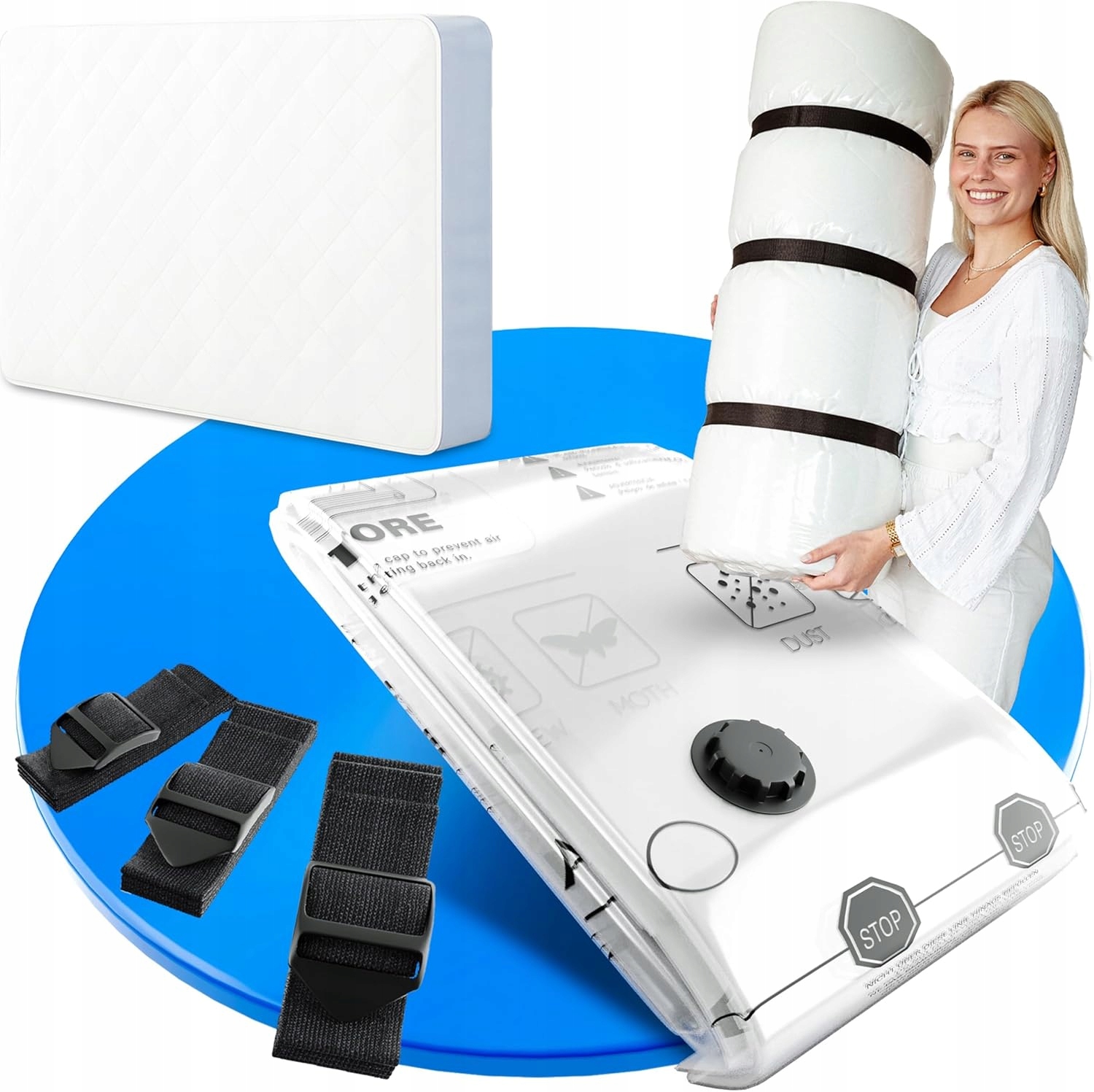 Duży Pojemny Worek Próżniowy Na Materac 240x130cm Zamykane Torba Transport