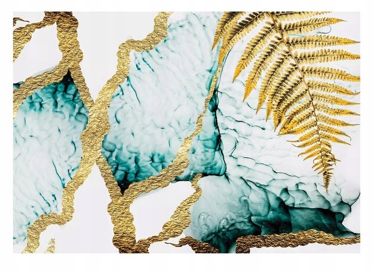 Fototapeta Mramor Imitace zlata Listy 3D 312x219