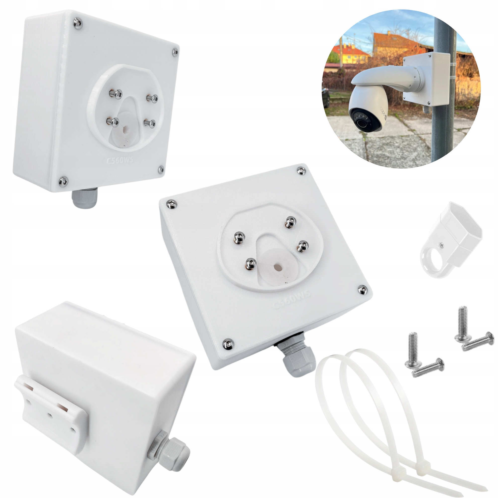 Plechovka S Těsněním Pro Kameru Tp-link Tapo C560 Ws Montáž Žlabu, Sloupku