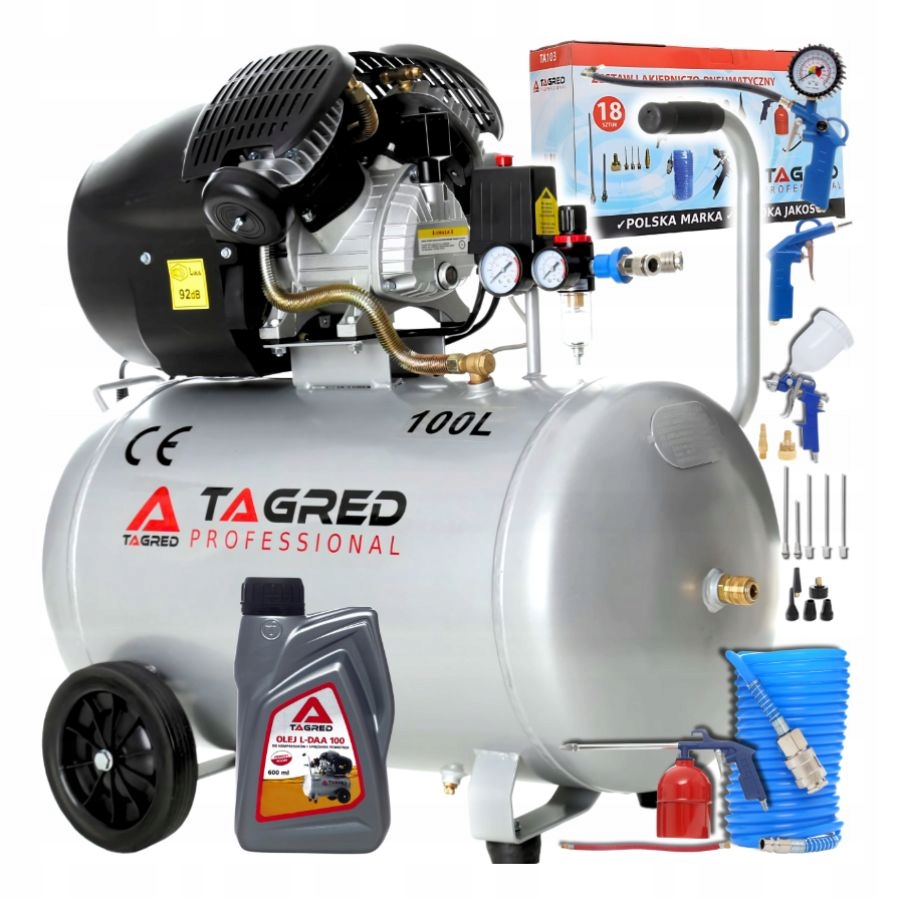 Компрессор Компрессор TAGRED 100L двухпоршневой 2T V2 сепаратор 18В1 масло