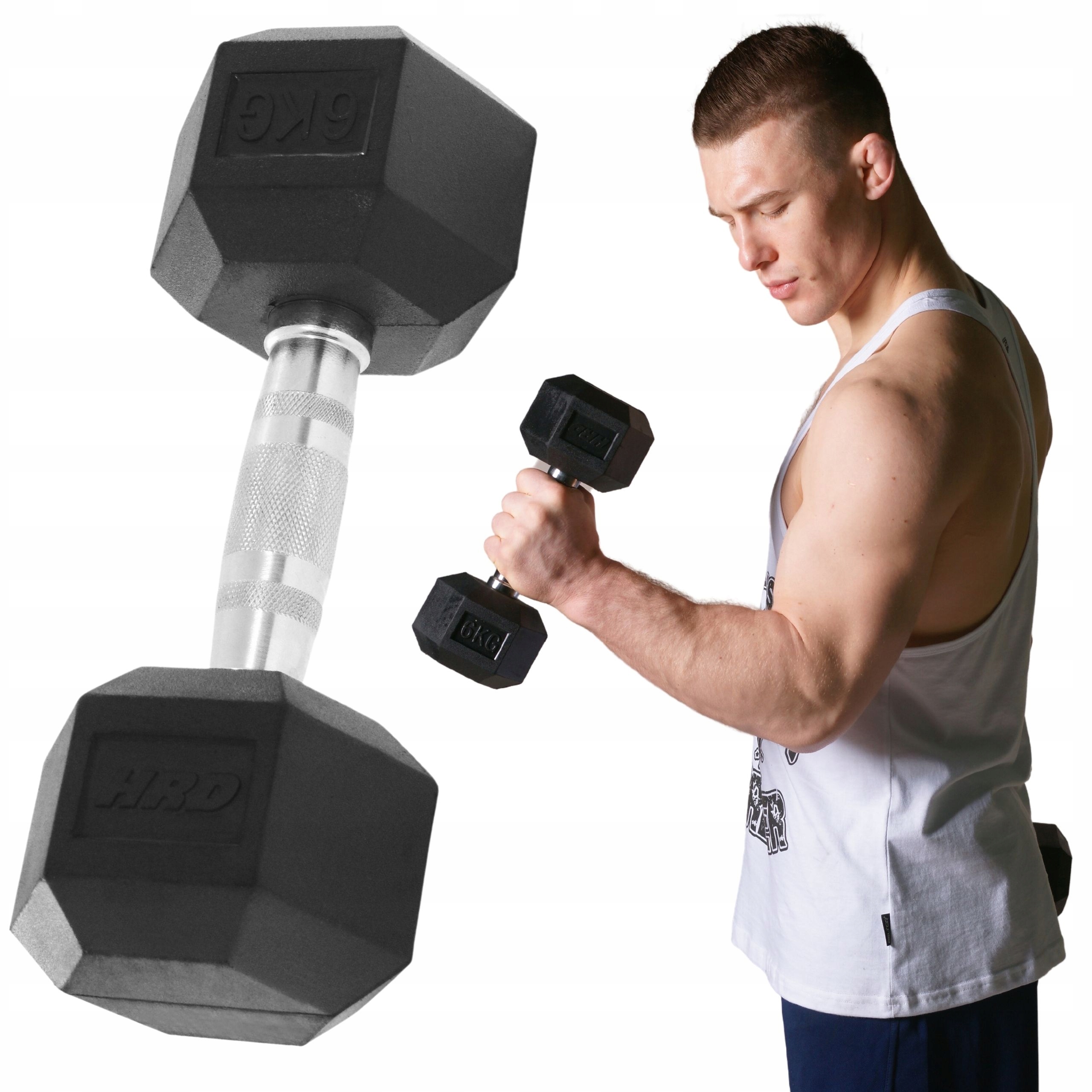 

Hantla Żeliwna Treningowa Hex Gumowana 6KG Hrd