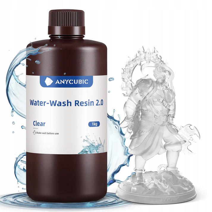 Żywica Uv Anycubic Water Washable 2.0 Clear 1 kg 1l Do Drukarki 3D