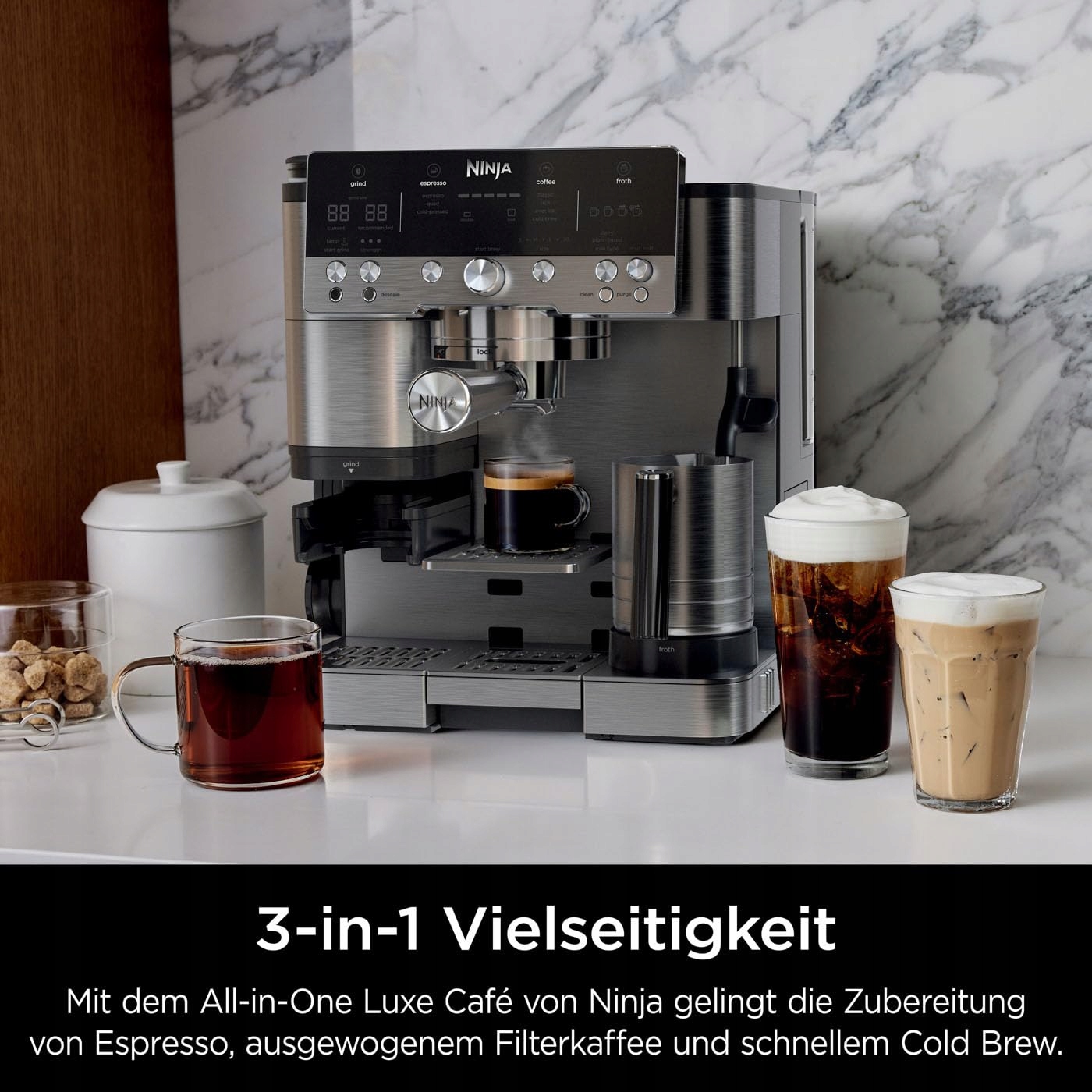 NINJA Luxe Premier Ekspres Do Kawy 3w1 Z Młynkiem I Spieniaczem Srebrny — miniatura 7