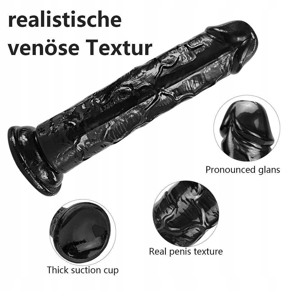 XXL REALISTYCZNY CZARNY DILDO 25CM Z PRZYSSAWKĄ DO G PUNKTU I ANALU — miniatura 5