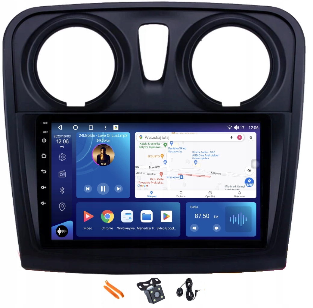Rádio Android Navigácia Qled 2K Carplay 128GB Lte Dacia Sandero 2 II 12-20
