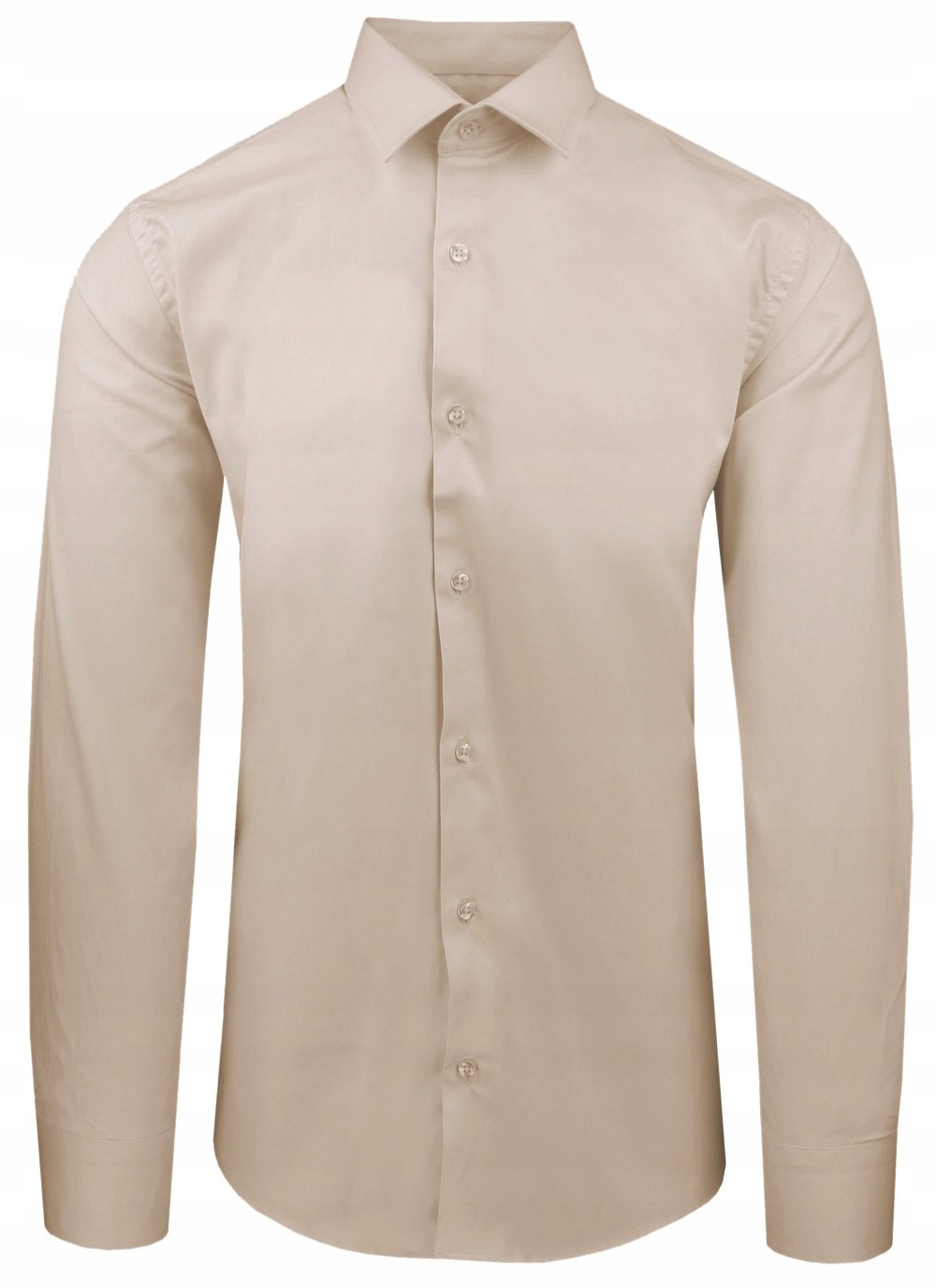 Béžová bavlněná košile s vypasovaným střihem, jednobarevná 40/176-182