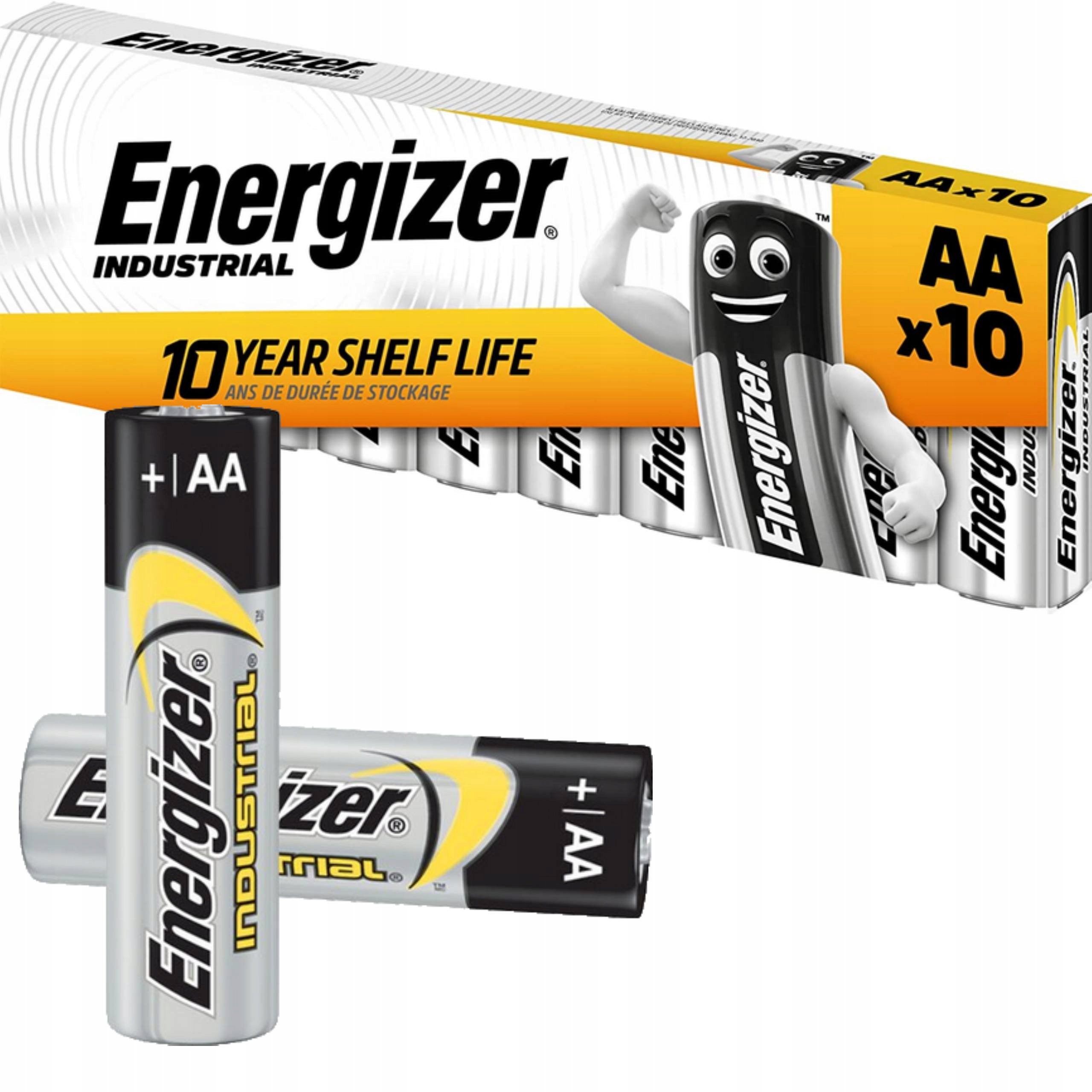 10x MOCNA BATERIA ENERGIZER INDUSTRIAL LR6 R6 AA 10 lat ważności Marka Energizer