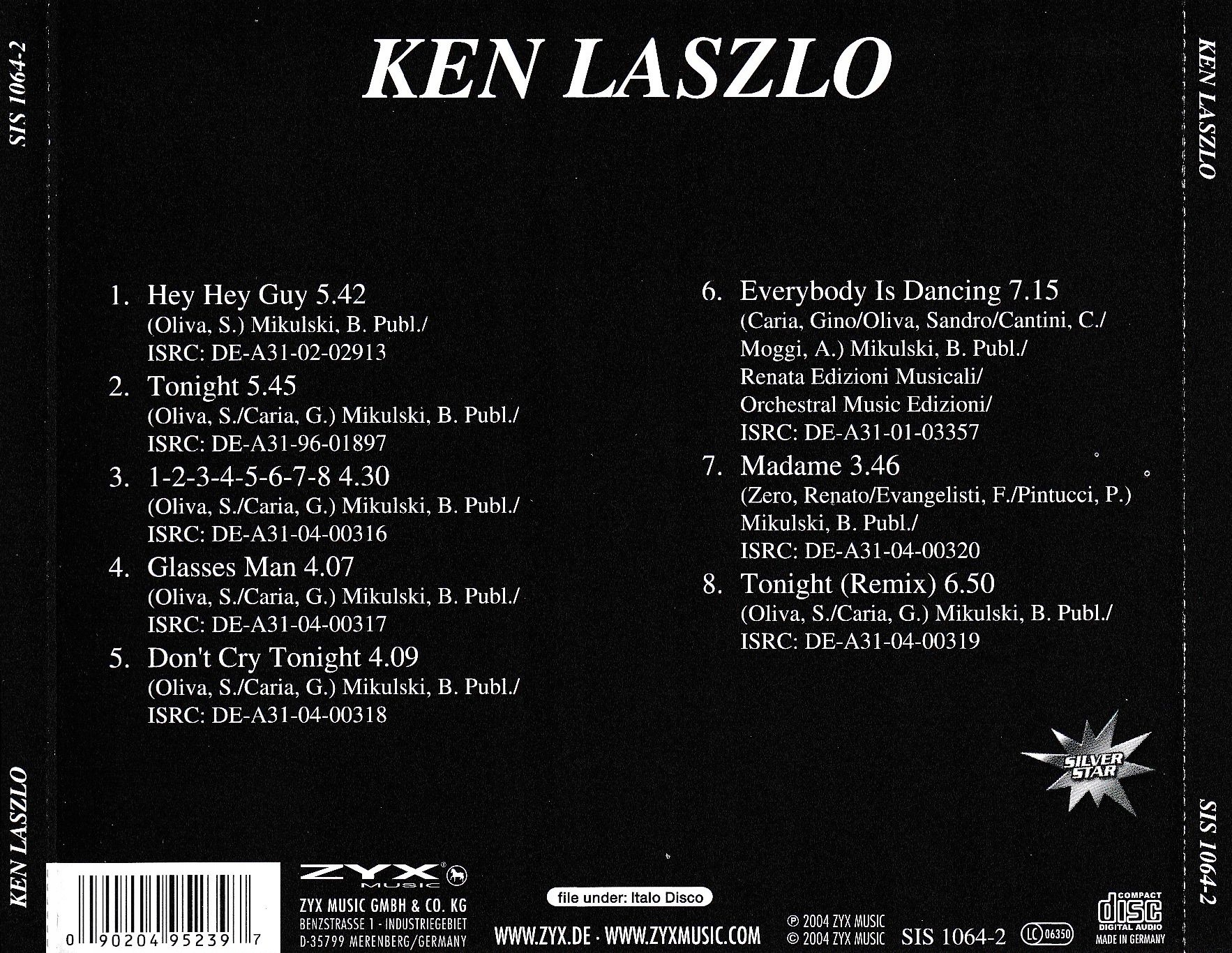 KEN LASZLO THE BEST ALBUM TONIGHT REMIX 1 CD GUY Wytwórnia ZYX Music