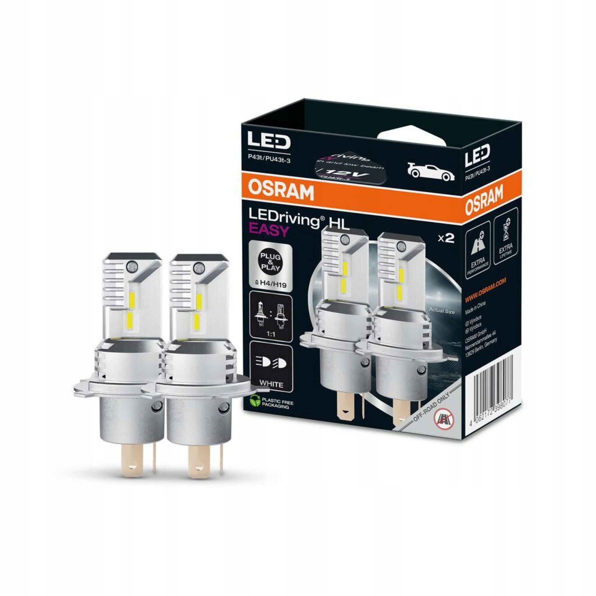 Osram LEDriving Hl Easy H4/H19 12V 16.5W/16.5W P43t/PU43t-3 6500K White 2ks