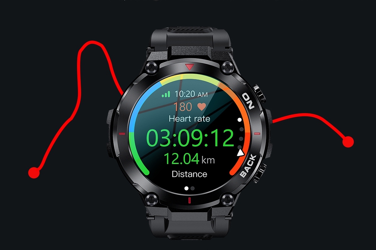 SMARTWATCH Męski Sportowy SpO2 Pulsometr GPS aGPS Komunikacja Bluetooth