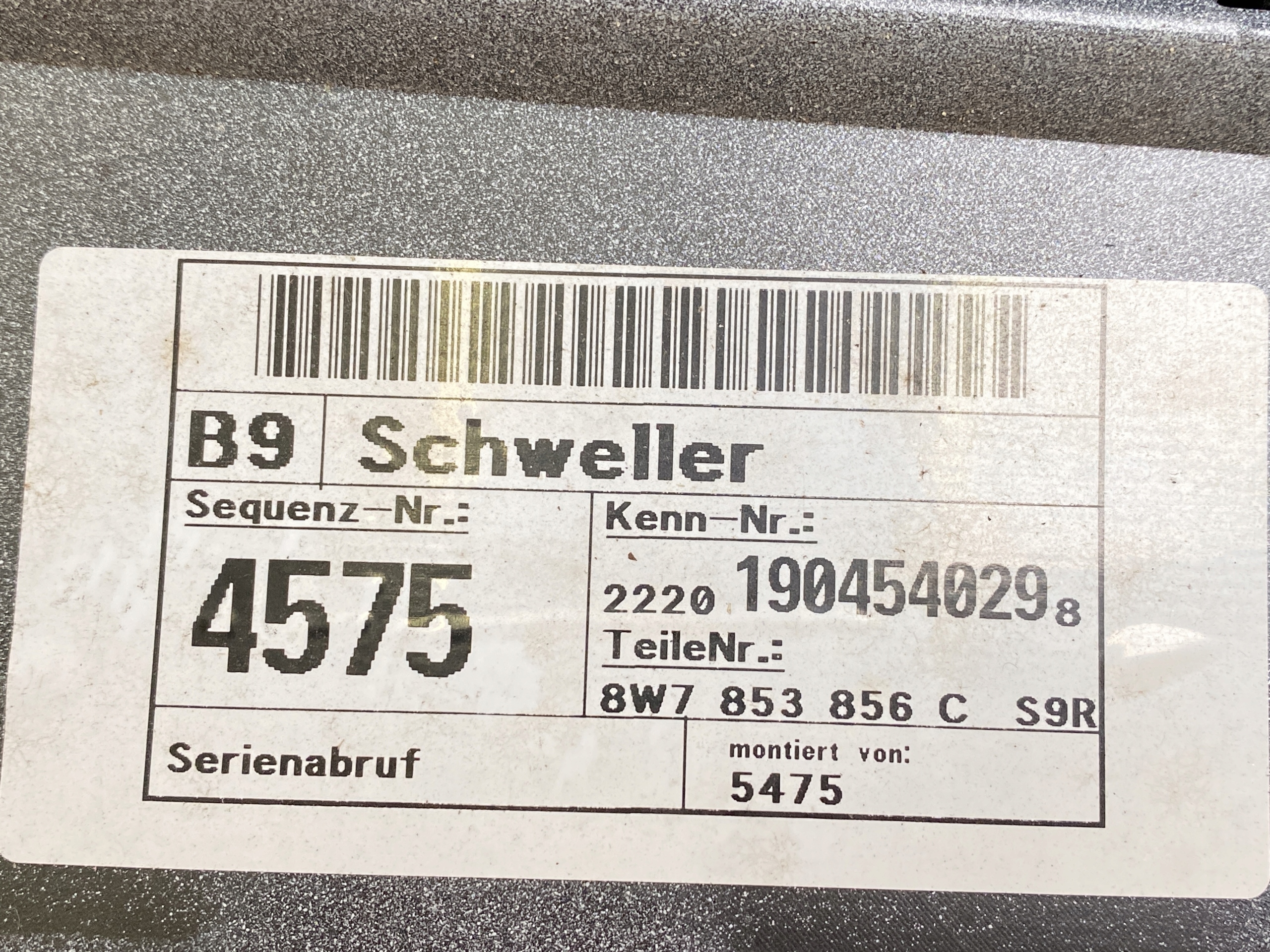 AUDI A5 8W CABRIO SLINE moulding threshold right LS9R