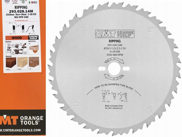 Cmt 293.028.14M Tarcza do cięcia drewna Laminatu Piła Widiowa 350x30 Z28