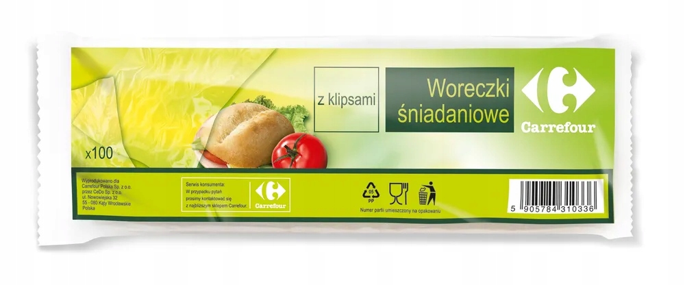 

Woreczki śniadaniowe z klipsami 100 szt