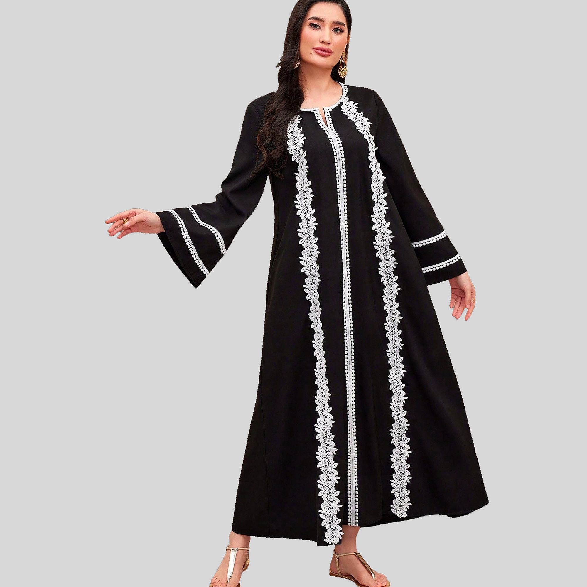Šaty Elegantní v arabském stylu Najma Maxi Černá Shein M 38