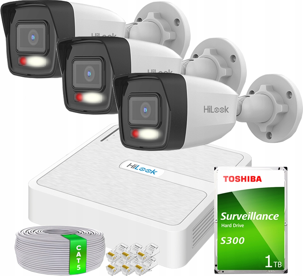 Ip monitorovací sada HiLook 3 kamery 2Mpx Hybrid Light Led/ir