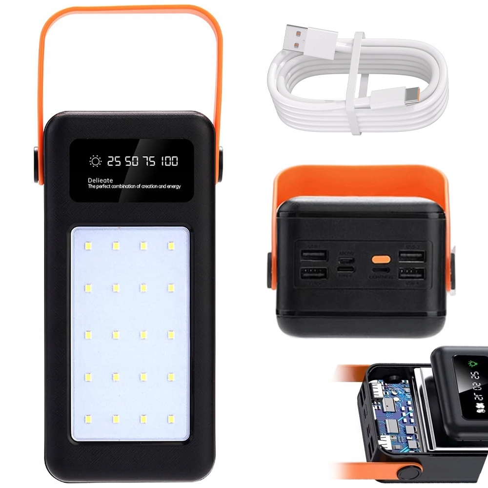 Powerbank 50000MAH Wodoodporny Ładowarka Szybka 66W Latarka Led